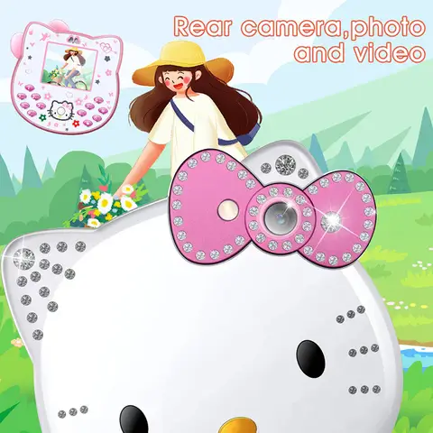 Genuine Sanrio Hello Kitty 50th Anniversary Foldable Phone Can Call Multi Function Multi Language Mini Flipphone Gifts For Girls