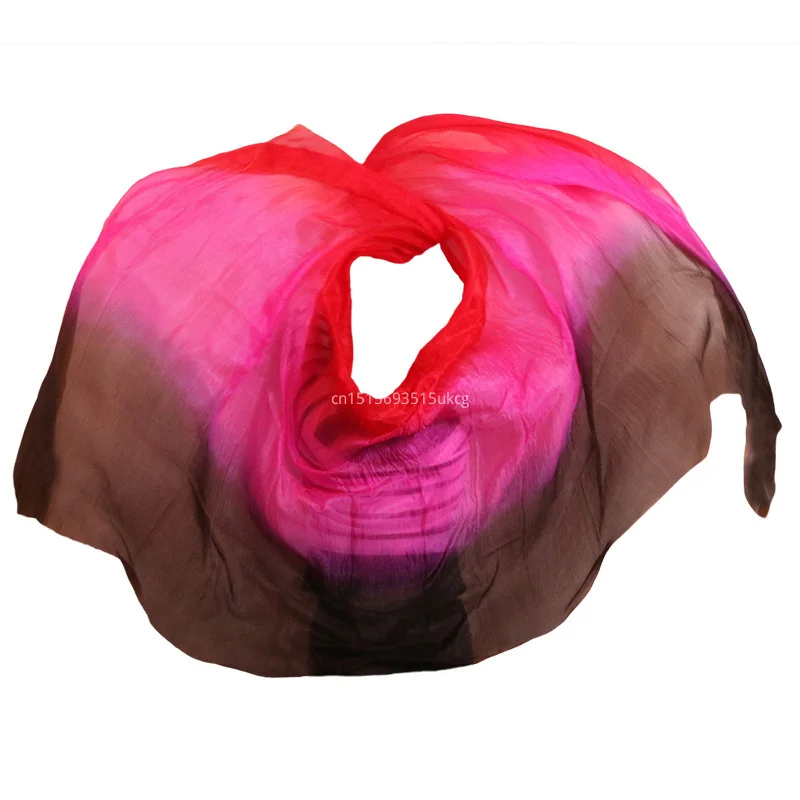 100% الحرير جودة عالية 1 قطعة الحجاب الرقص اليدوية الحرير الطبيعي الرقص الشرقي الحجاب أسود + وردي + أحمر اللون 250*114 سم اكسسوارات الرقص #3