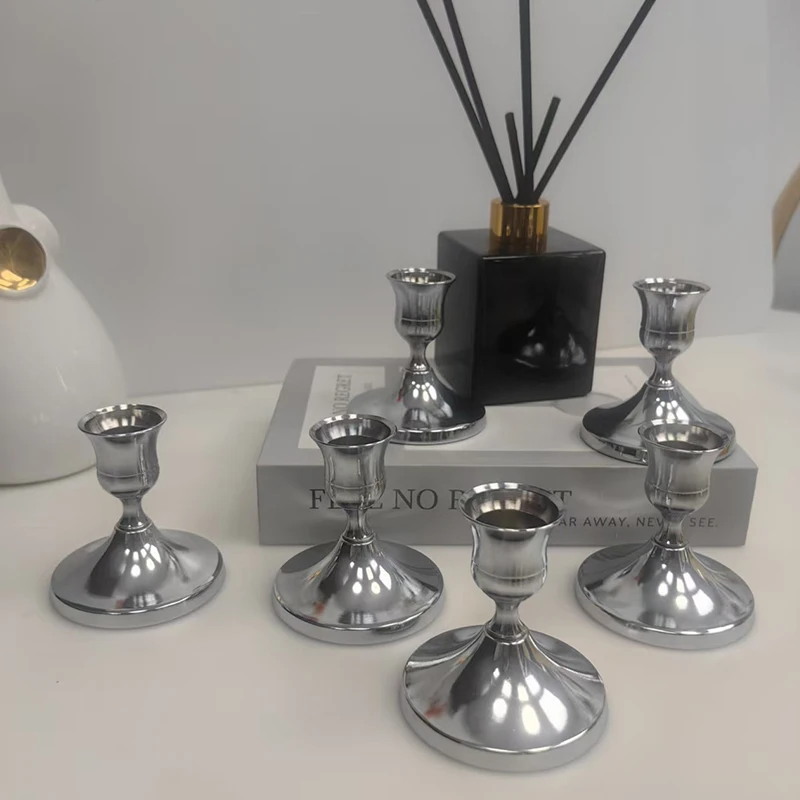 Affordable candle holder set, short retro black and silver candle holder, suitable for wholesale bulk purchase