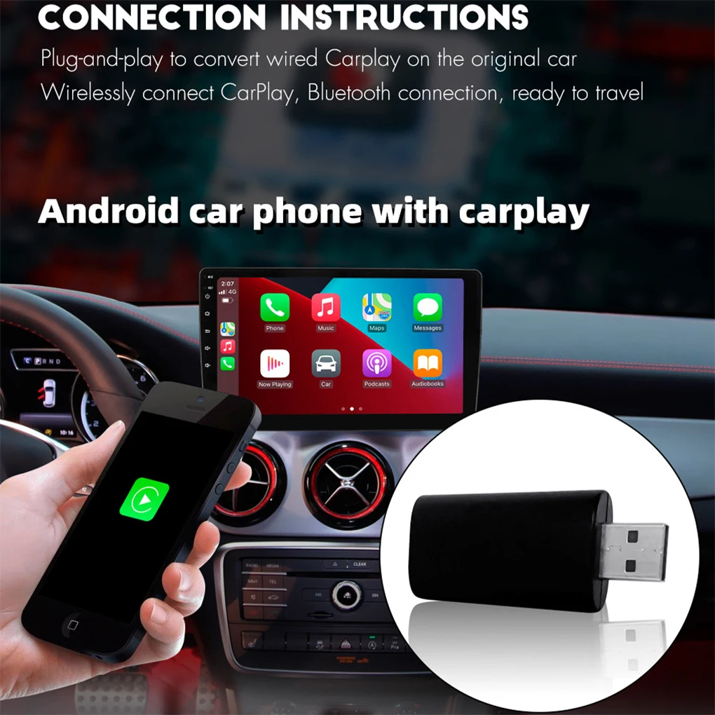 CarPlay adaptador inalámbrico inteligente, dispositivo con cable IOS, pantalla de reproducción inalámbrica, Plug & Play, Bluetooth, WiFi, conexión automática