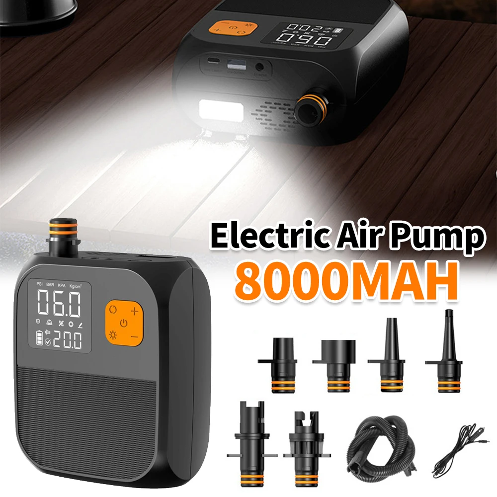 

Портативный электрический насос для серфинга 25PSI, перезаряжаемый SUP-насос, двухступенчатый портативный электрический насос для накачивания каяков, SUP-палатка