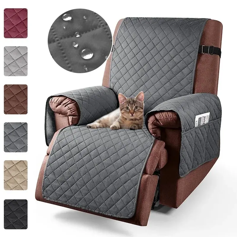 1 Seater Recliner Chair Cover Armchairs Slipcovers Sofa Couch with Adjustable Strap Furniture Protector for Living Room