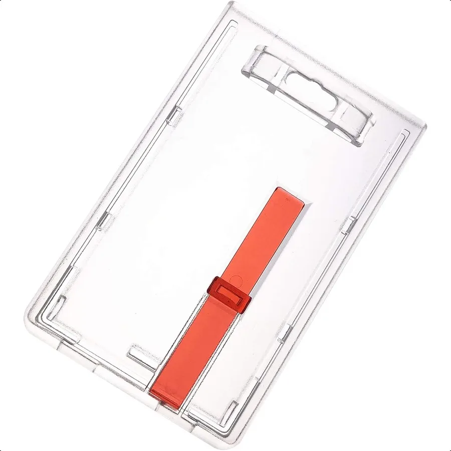 

2 Pack Hard Plastic Vertical ID Badge Card Holder with Red Extractor