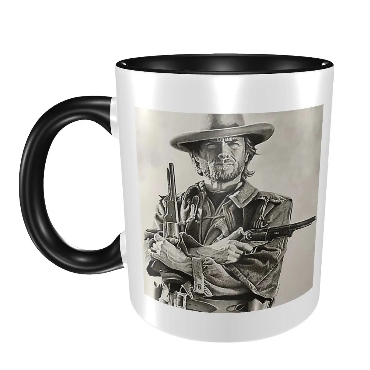 

Кружка с эскизом Клинт Иствуда, забавные керамические кофейные чашки, чайные кружки, чашка для молока, посуда для напитков, подарок для женщины и мужчины
