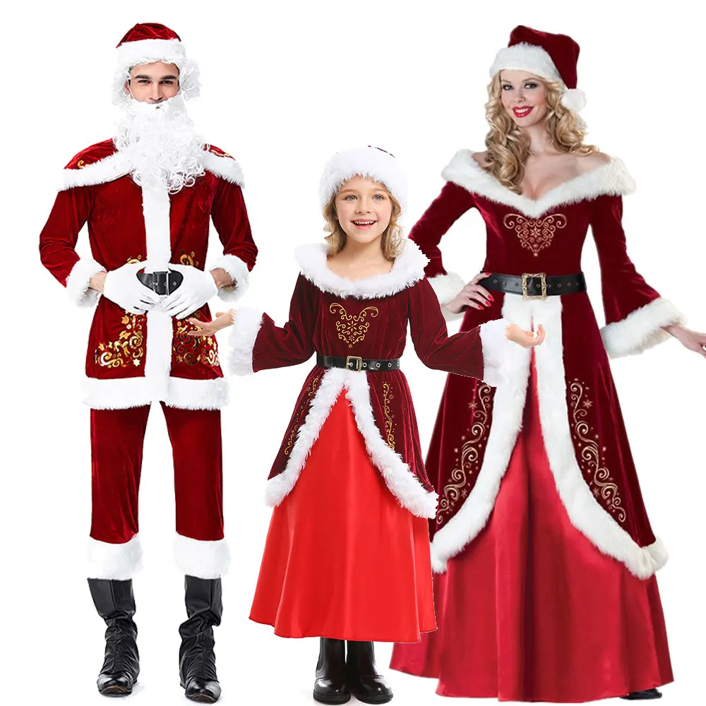 

Christmas Parent-child Costume Family Christmas Costume Santa Claus Xmas New Year Party Cosplay Velvet Santa Claus Costume