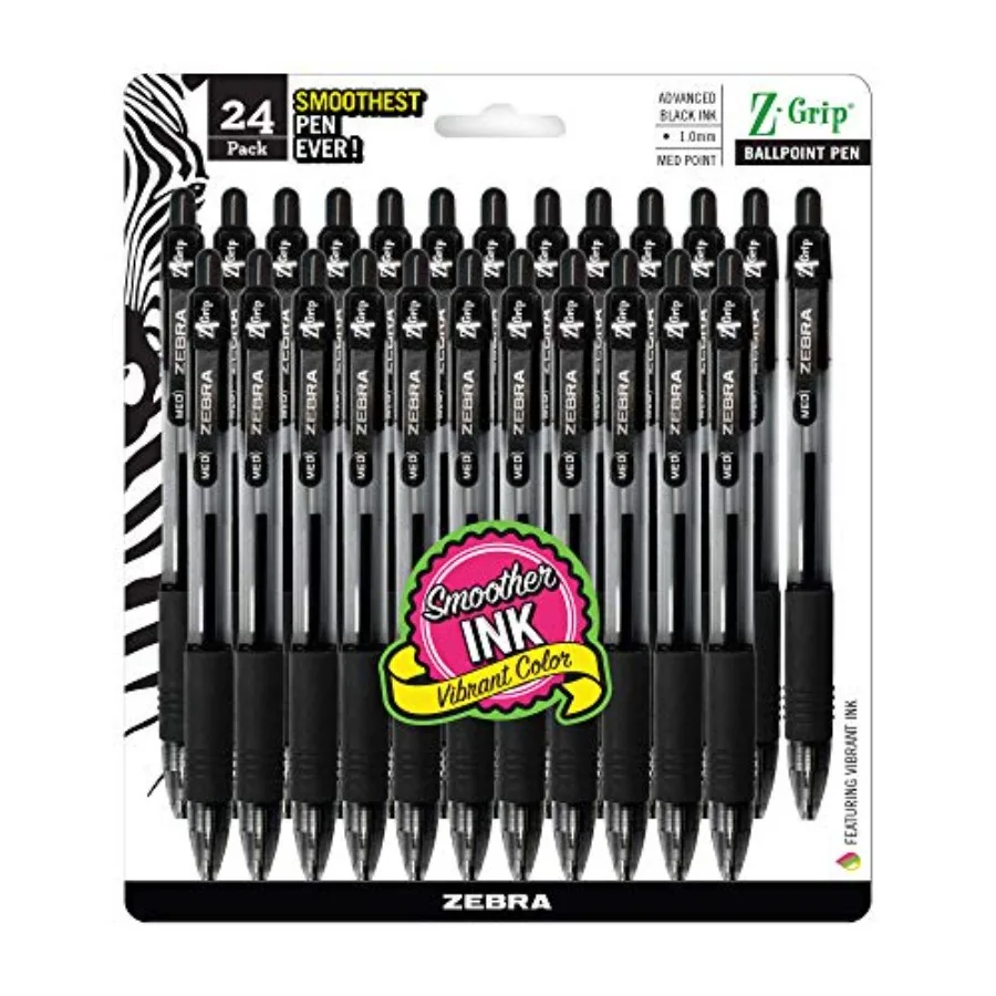 Bolígrafo retráctil Z-Grip de punta mediana de 1.0 mm con tinta negra. El empaque puede variar (Paquete de 6, 144 unidades en total)