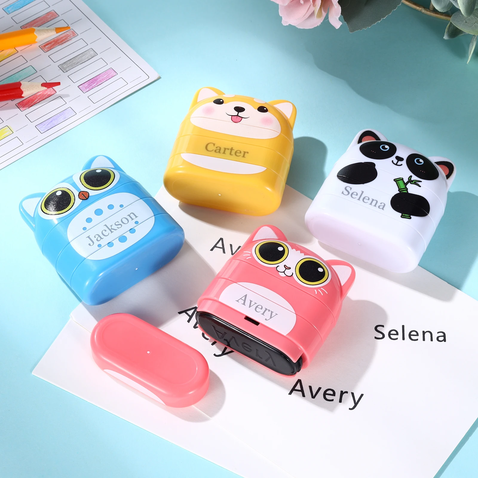 Personalized Name Stamp Paints Personal Student Child Baby Engraved Waterproof Non-fading Cartoon Clothing Name Stamp Gifts