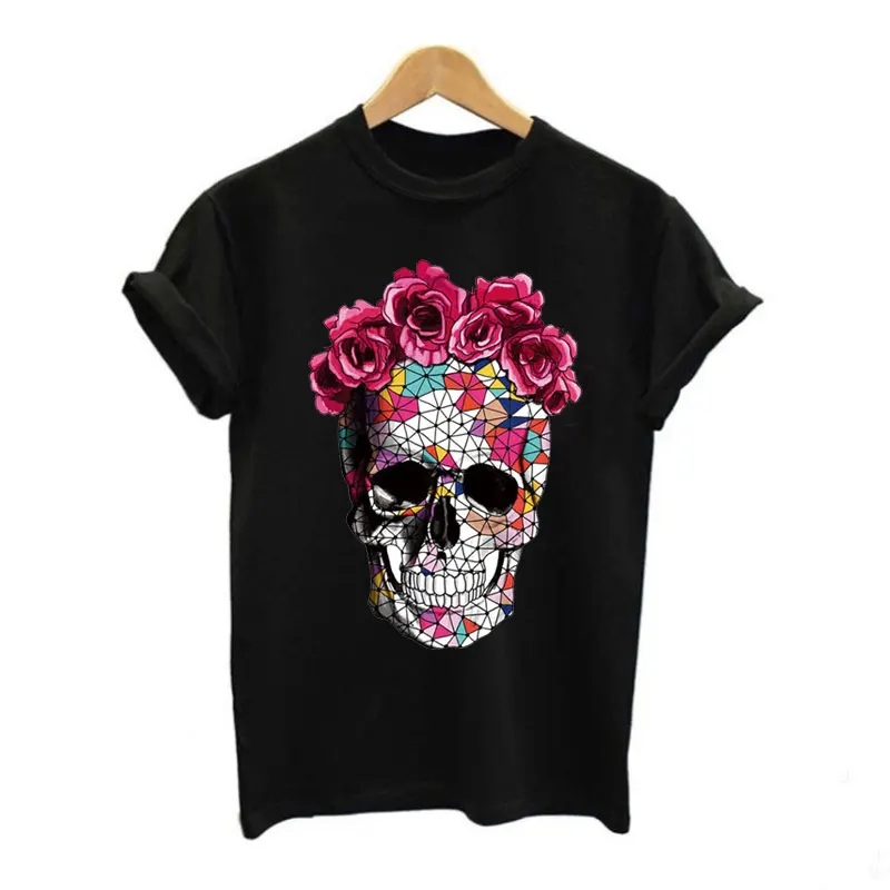 Oeteldonk Sugar Skull Patches on Clothes Punk Iron on Transfers for Clothing Vinyl Themal Stickers Appliques for Man's T Shirt