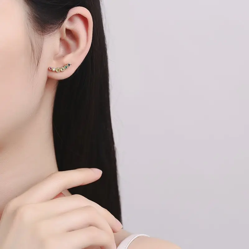 Japanese and Korean version minimalist and fashionable rainbow-colored stud earrings for ladies - minimalist and elegant jewelry