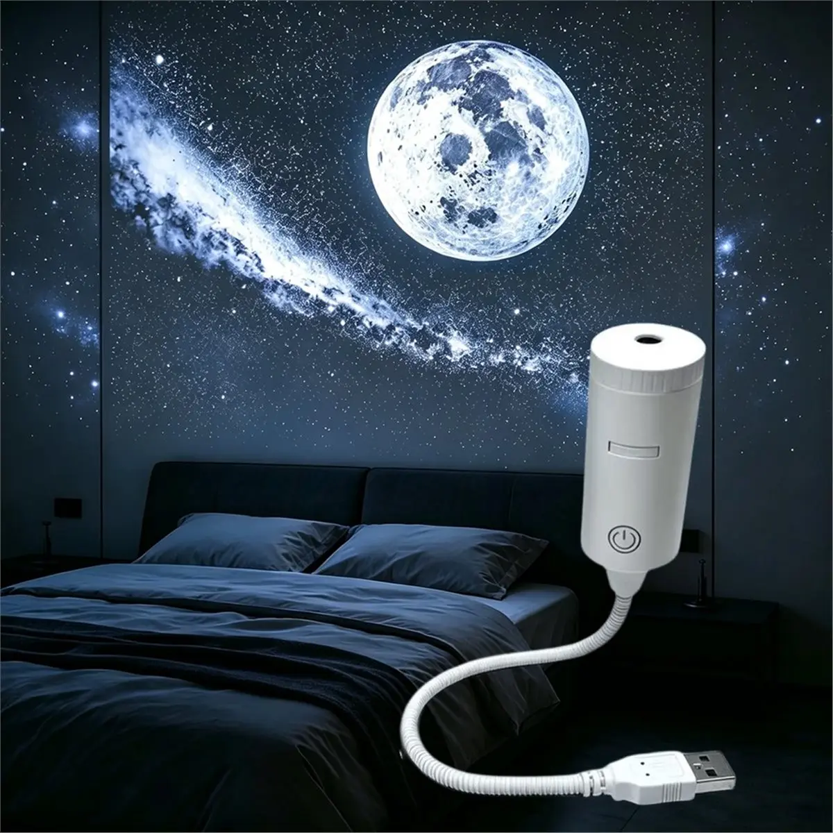 PHONE&GEAR Adjustable Focus Galaxy Star Projector USB Night Light HD Romantic Atmosphere Lamp for Bedroom Car
