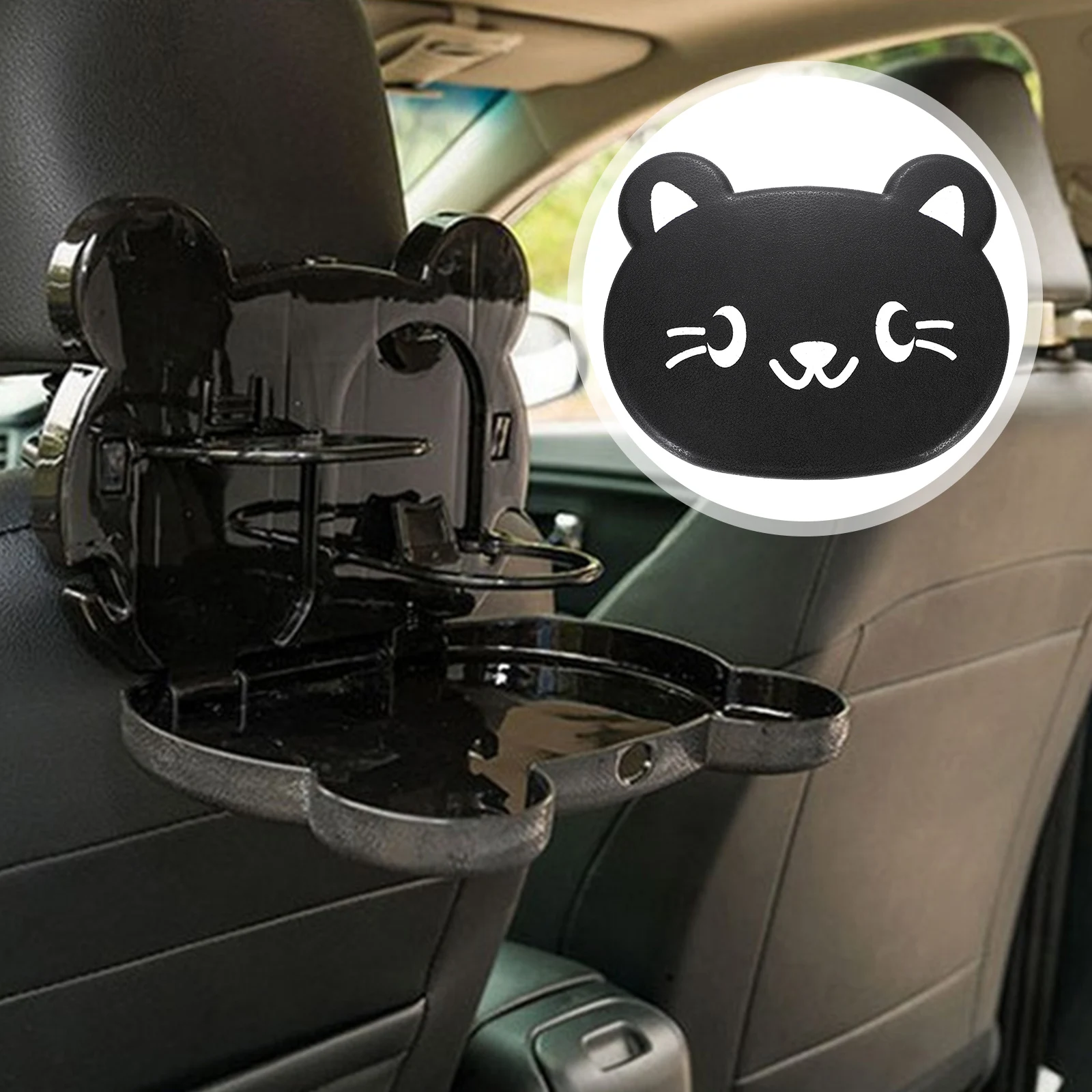 

1pc Sturdy Cat Pattern Bottle Rack Seat Cup Holder Durable Water Bottle Stand For Car Foldable Design Easy Install Gift For