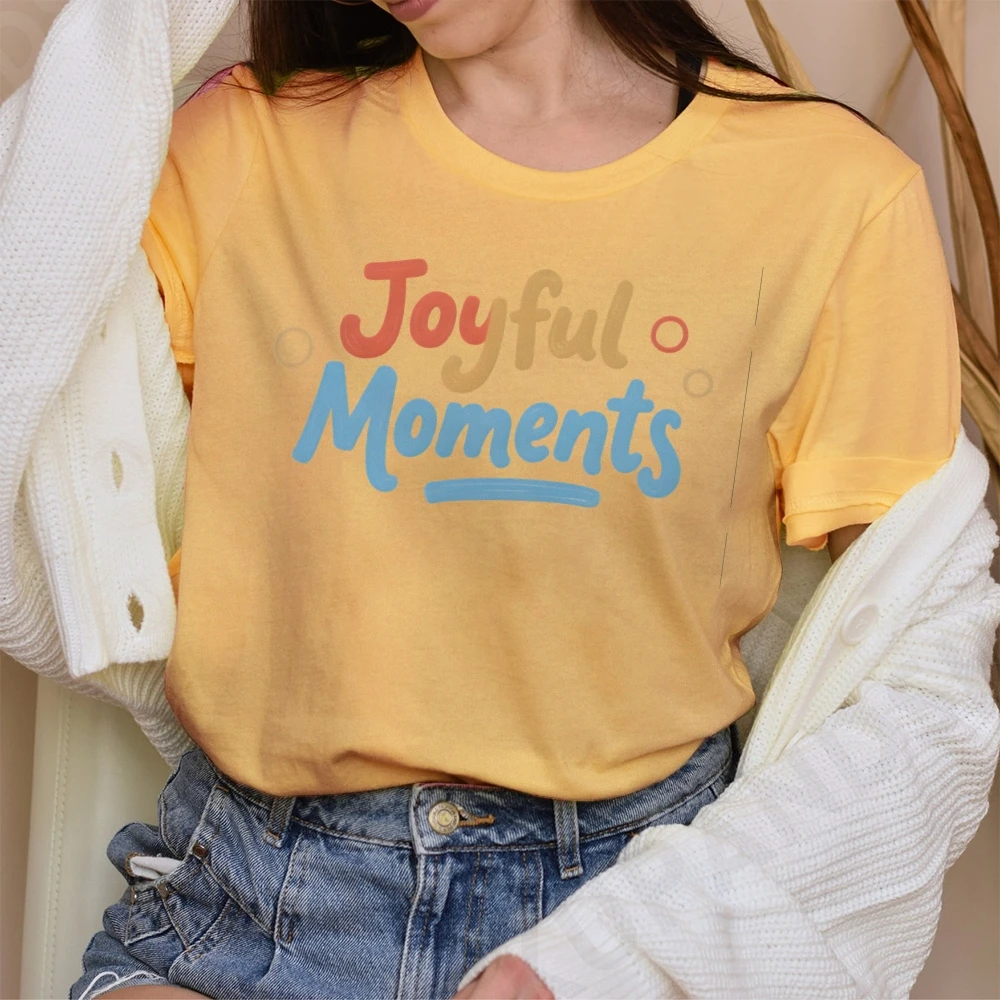 

Joyful Moment Lovely Letters Printing Y2K Women‘s Clothes Cotton Casual T-Shirt Crew Neck Graphic Colorful Tees Street Wear