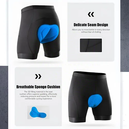 Imagen 2 del producto Pantalones cortos de ciclismo de rendimiento para hombre con almohadilla 3D, transpirables de secado rápido para carretera y montaña con pantalones cortos de bicicleta con 3 bolsillos