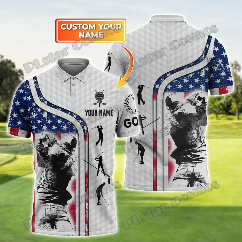 

PLstar Cosmos Personalized Name Golf 3D Printed Mens Polo Shirt Summer Casual Short Sleeve Shirt Gift For Golf Lovers POL61