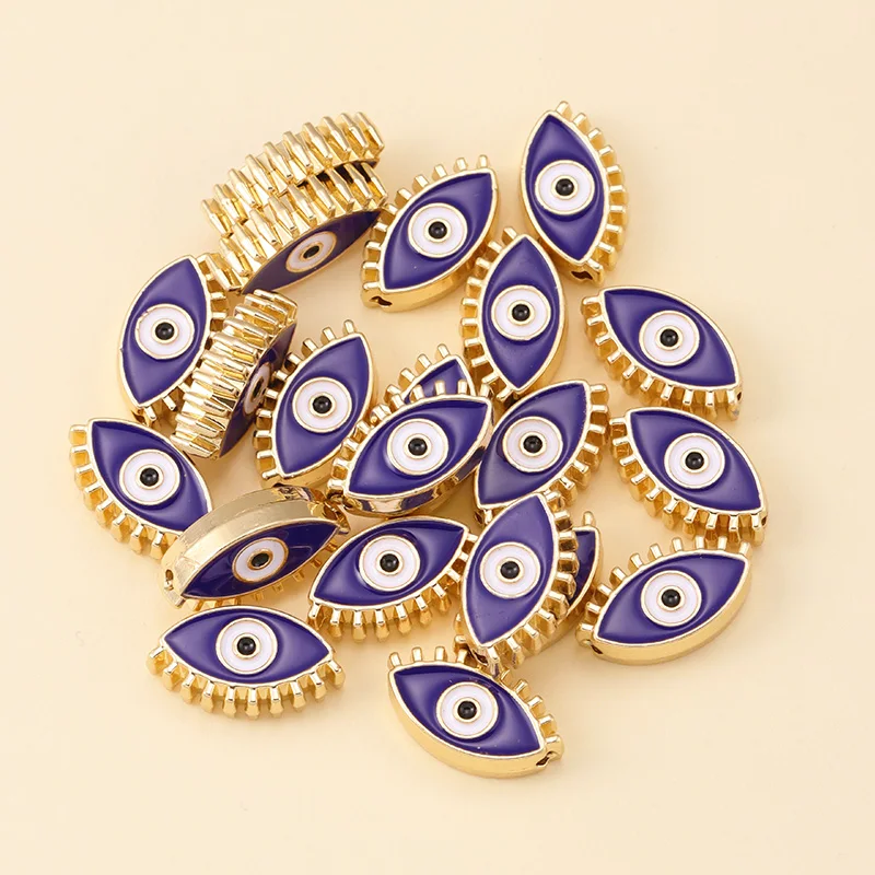 6Pcs Turkish Evil Eye Beads Boho Enamel Spacer Beads Charm For Jewelry Making Supplies DIY Designer Bracelet Pendants Accessorie