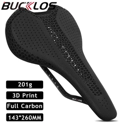 BUCKLOS Full Carbon Bicycle Saddle Ultralight Bike 3D Printed Seat 143MM Carbon Fiber Racing Bicycle Seat Cushion MTB 3D Saddle