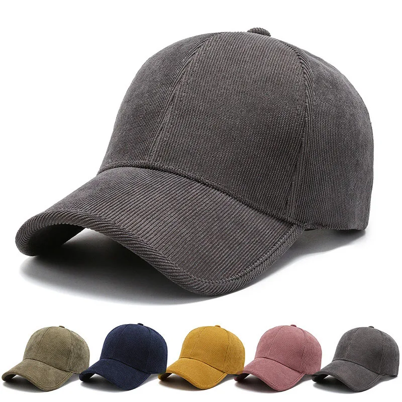 Brand Men\'s Baseball Cap Autumn Winter Casual Solid Corduroy Hard Top Cap Snapback Caps for Women Bone Gorras Dad Hat Wholesale