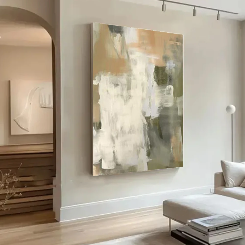 

Large Nature Canvas Oil Painting 100% Handmade Wall Art Decor, Salon Back Autumn Birch Forest Picture for Living Room Mural Trim