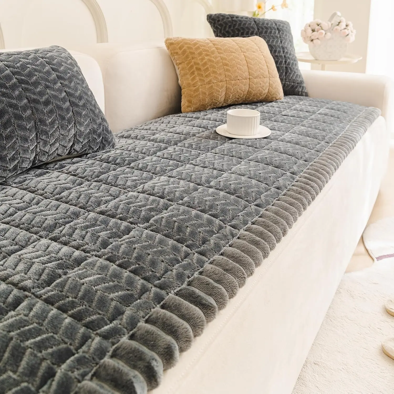 

Моющийся нескользящий чехол-накидка для дивана для домашних животных, темно-серый, 27,6x82,7 дюймов