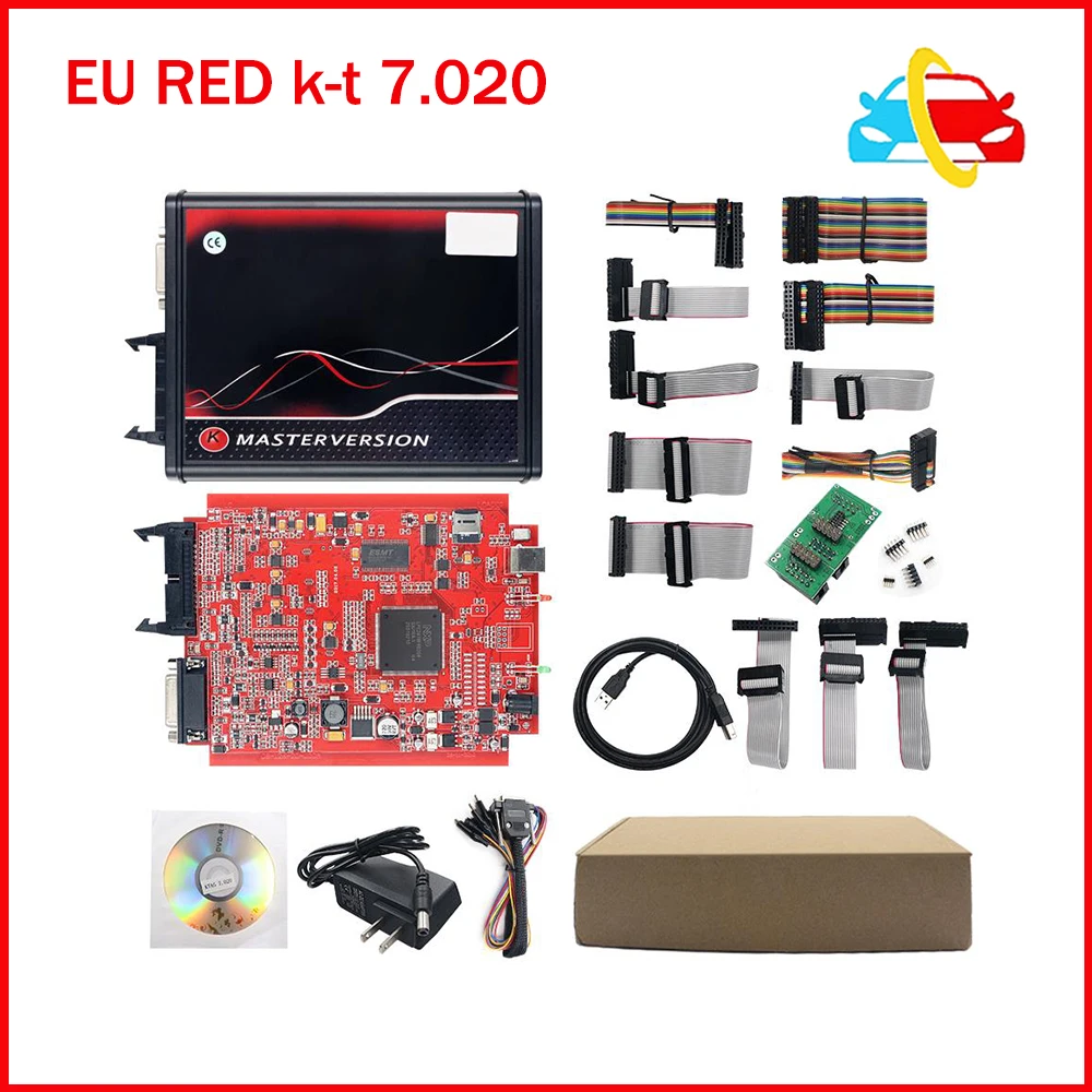 Online 2.80 EU Red Kess V5.017 OBD2 Manager Tuning Kit KTAG V7.020 4 LED BDM Frame 22pcs Adapters K-TAG 2.25 ECU Programmer