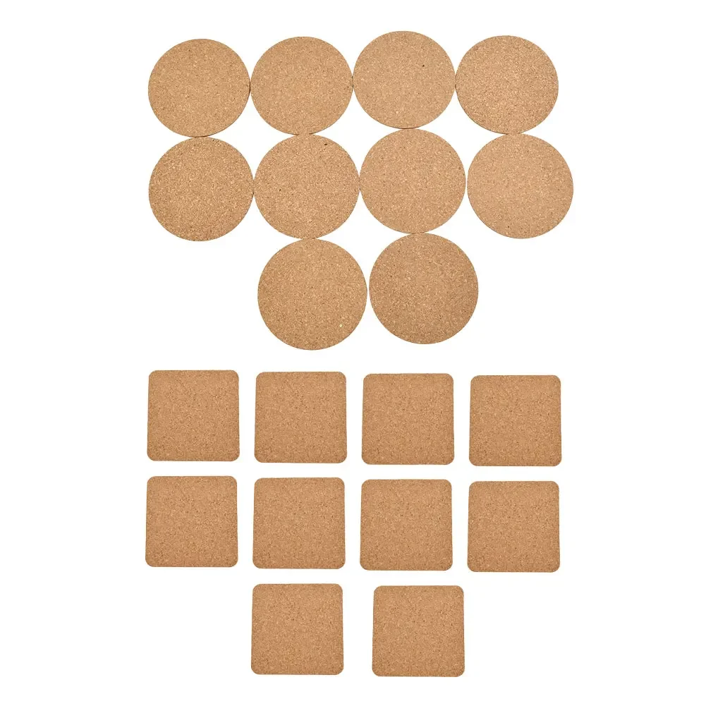10pcs 100x100x3mm Coaster Cork Mat Cork Cork Mat Decorative Element Heat Insulation Round Self-adhesive Square
