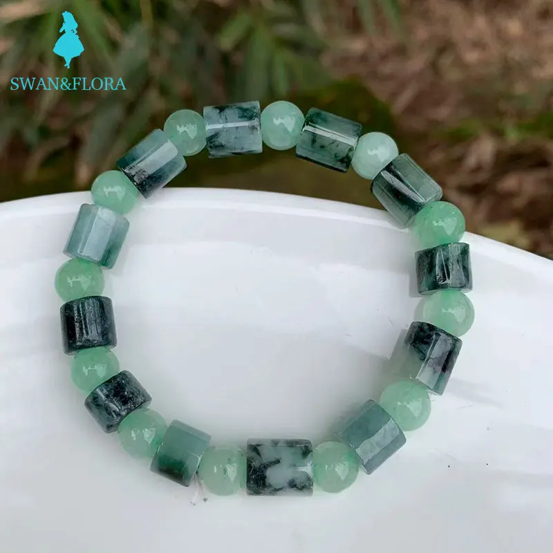 

Natural Burma Jade Bracelet for women Myanmar Jadeite Green Real ACCESSORI GIFT BEAD DROPSHIP JEWELRI FASHION