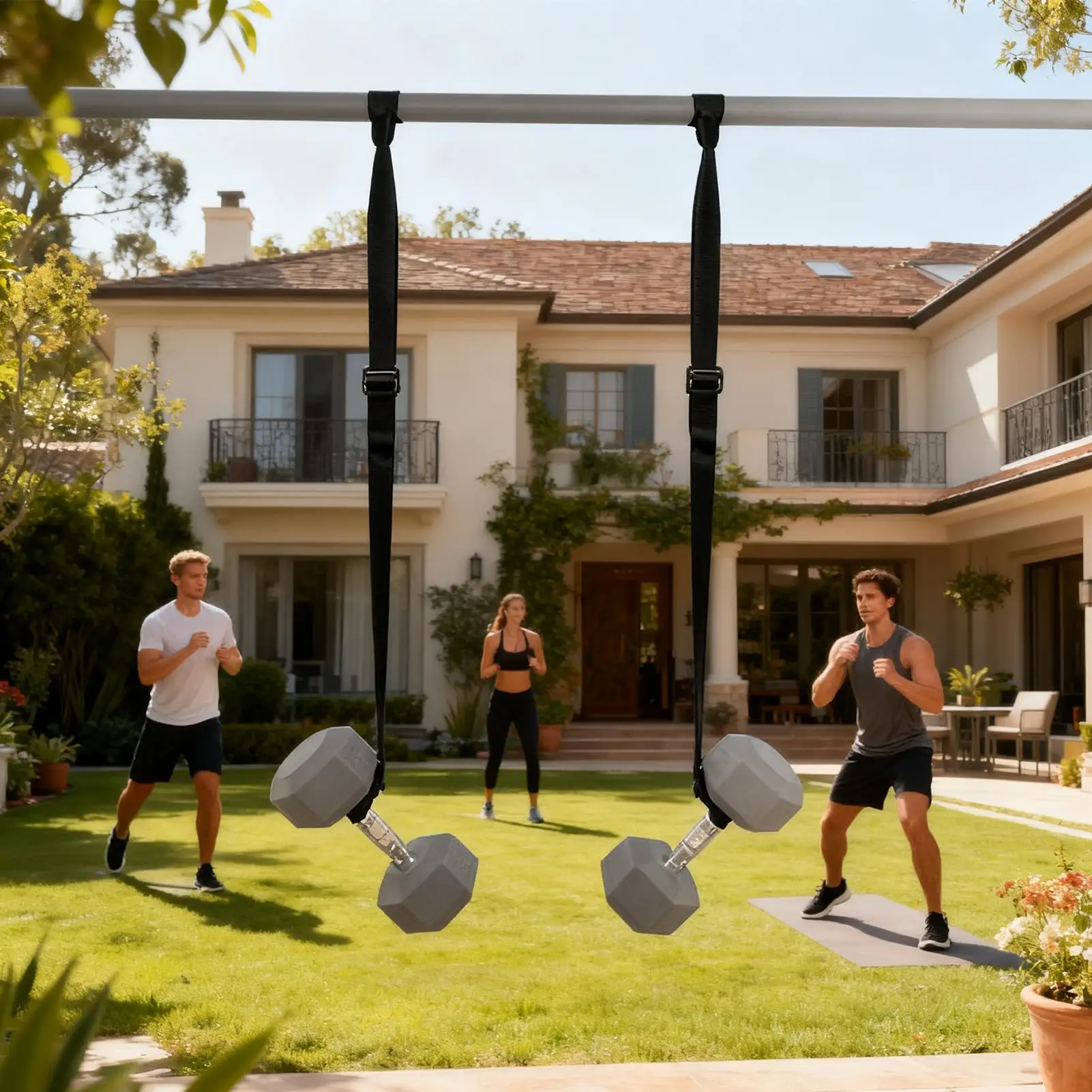 Dumbbell Spotter Hanger 2 Pieces Adjustable Safety Workout Straps Barbell Rack Attachment For Women Men Home Gym Bench Press