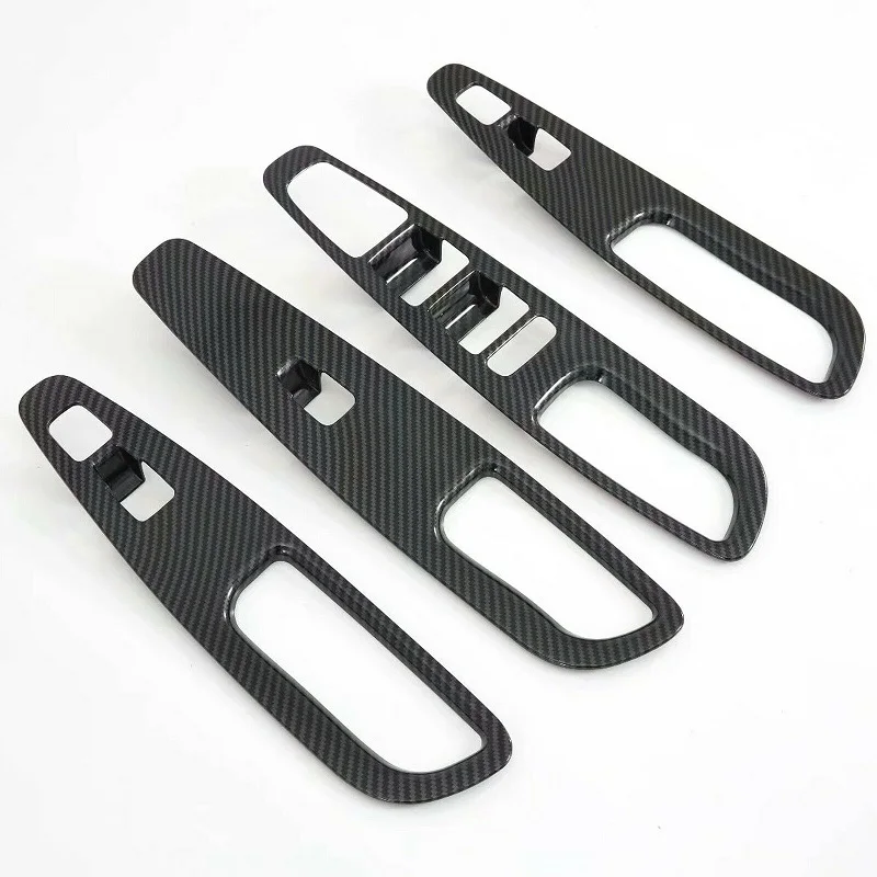 4PCS Car Window Lift Switch Cover Trim Carbon Fiber Style For Hyundai Santa Fe 2019 2020 2021 2022 Car Interior Accessories