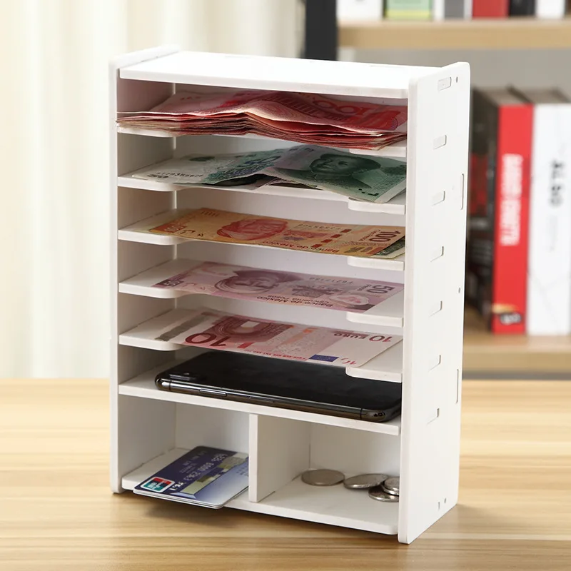 2026 Desktop Coin Storage Box Coin Compartments Storage Box Paper Money Cash Drawer Organizer Rack Plastic Coin Box view 3