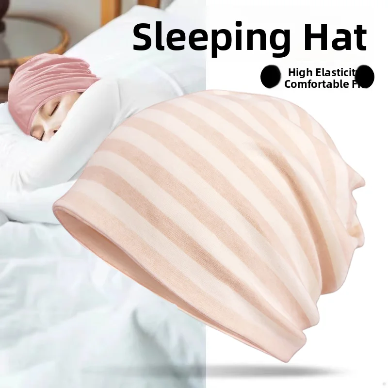 Pure Cotton Knitted Sleeping Cap for Women Summer Anti-Air Conditioning Wind Postpartum Recovery Cap Spring Autumn Knit Wool ...