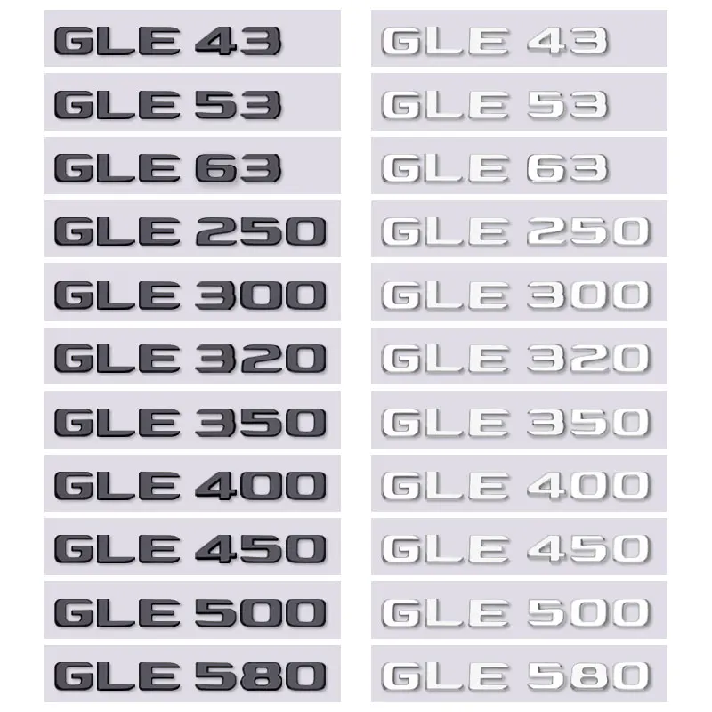 GLE43 53 63 GLE250 300 320 350 400 GLE450 500 580 letter car stickers for mercedes benz GLE class refit rear boot trunk label