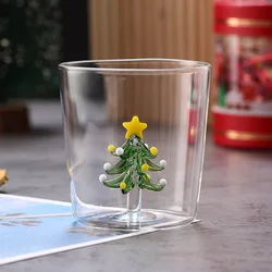 1 PC 300ml 10oz Creative 3D Christmas Theme Water Coffee Glass Mug Cup For Girls Kids Lovers Gift