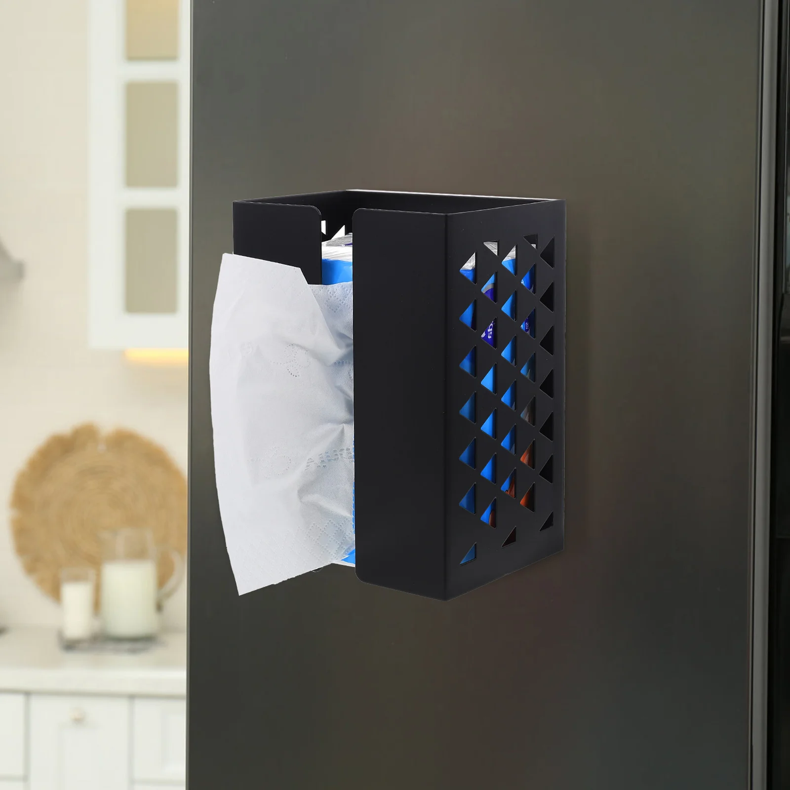 

Magnetic Tissue Box Holder Fridge Kitchen Paper Towel Dispenser Container Iron Retro Colorful Long Term Use Compact Size Easy