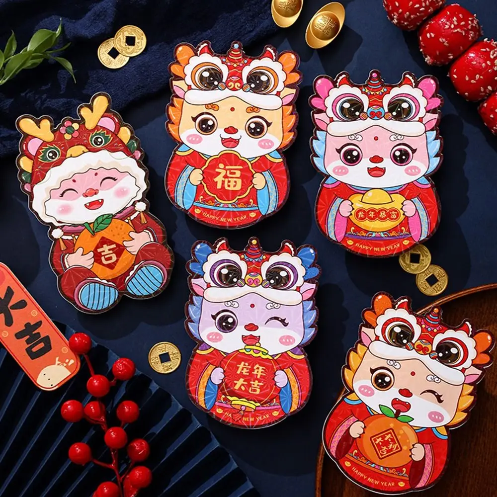 Sobres rojos de Año Nuevo Chino, sobres de dinero de la suerte Hongbao, paquete rojo para decoración de festivales de primavera, 6 piezas, 2024