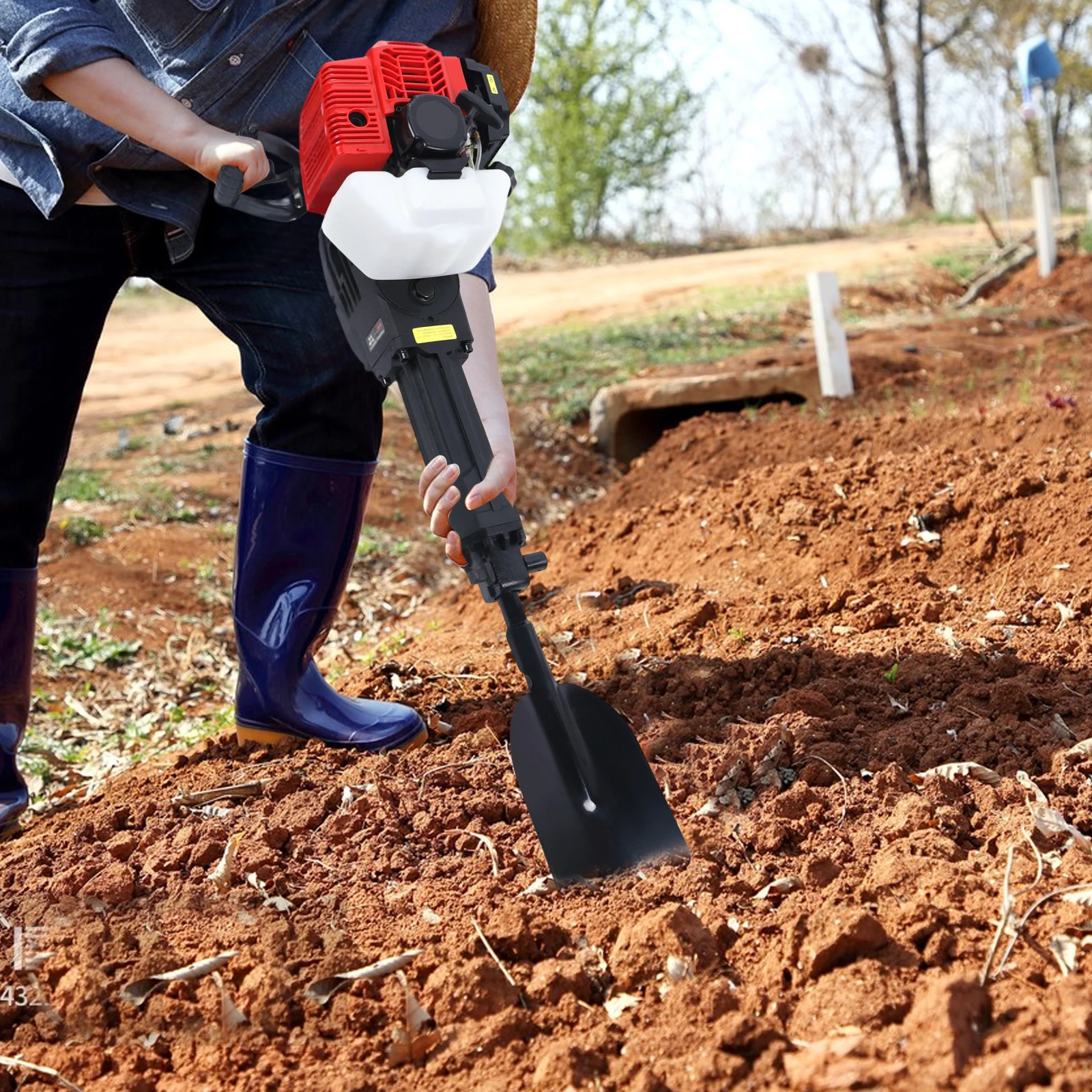 1900W Digging Machine 52CC Portable Excavator Garden Tree Pit Digger Plant Fence Ground Drill Garden Borer