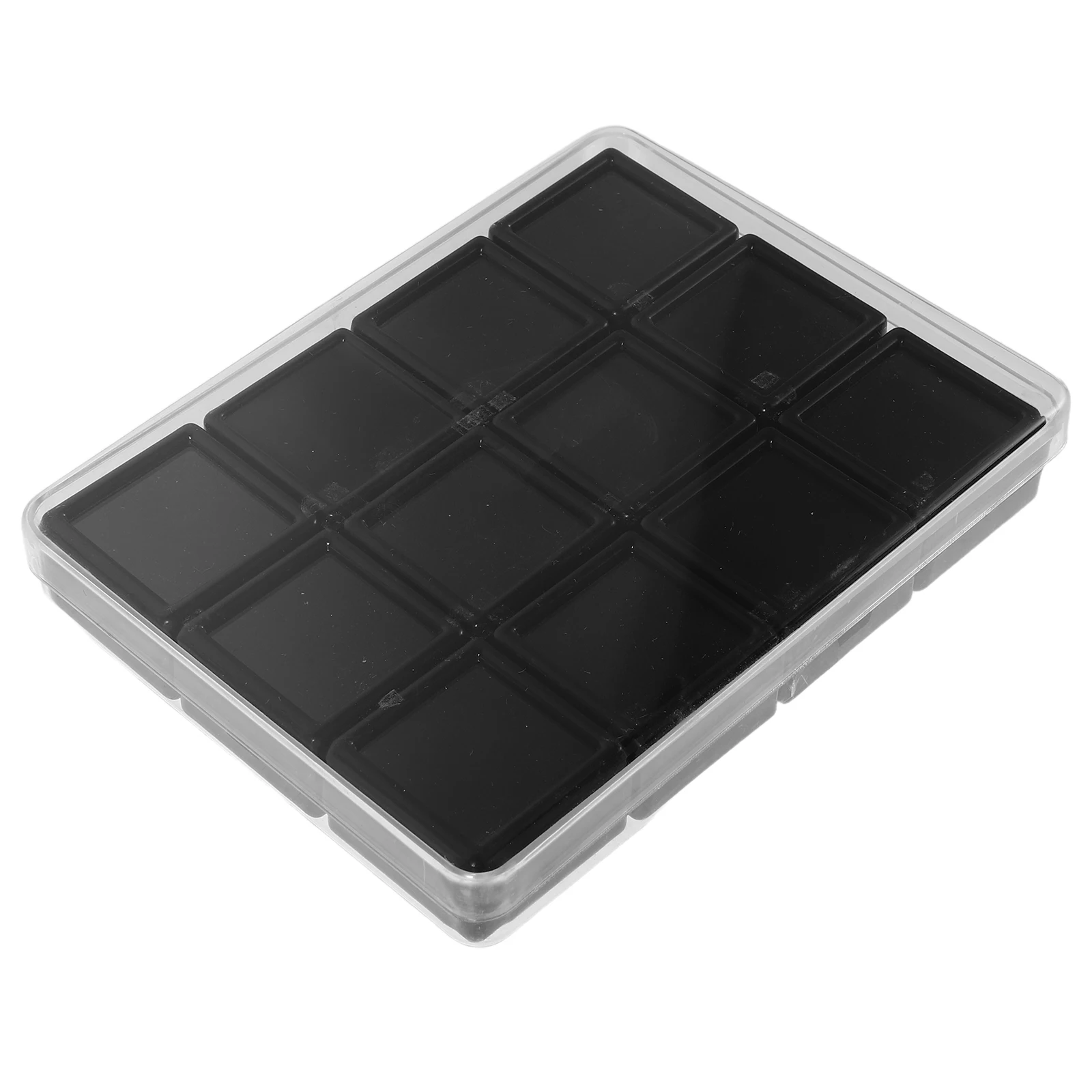 

12pcs Acrylic Gemstone Display 12 Grids Clear Case With Lid Sponge For Jewelry Trade Collection Organizer Container