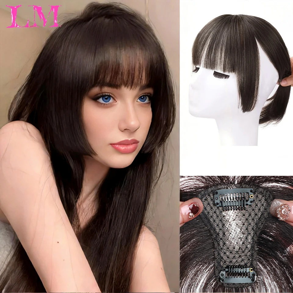 LM Fake Air Bangs Hairstyle Tool Hair Clip Extension Synthetic Hair Fake Tassels Natural Wig Women Clip Bangs Natural Wig
