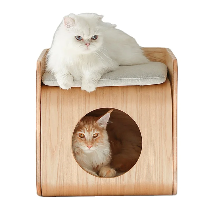 Multi-functional Pet Furniture Wooden Cat Bed House Cat Bed House Cat Cave Bed Nest End Side Table Nightstand