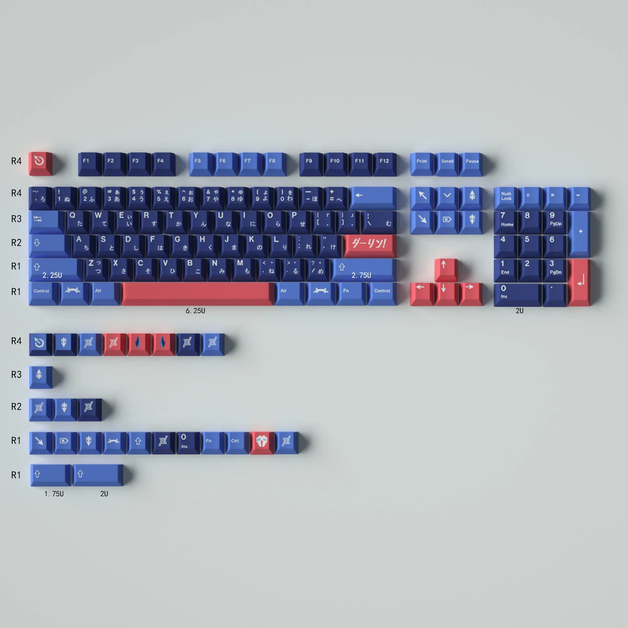 Keycap Poeder/Blauw Pbt Sublimatie Volledige Set Van Origineel In De Fabriek Aangepast Mechanisch Toetsenbord