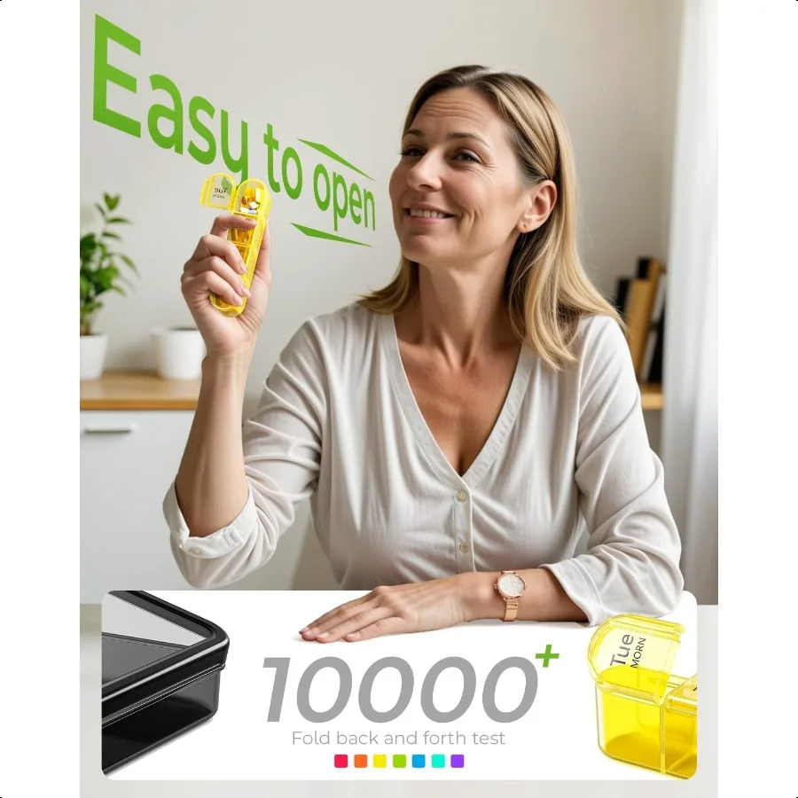 Wöchentlicher Pillen-Organizer, 4-maliger Tag, BPA-frei, tägliche Pillendose, 7-Tage-großer Reise-Pillenetui mit 28 Fächern zum Halten von Medikamenten V