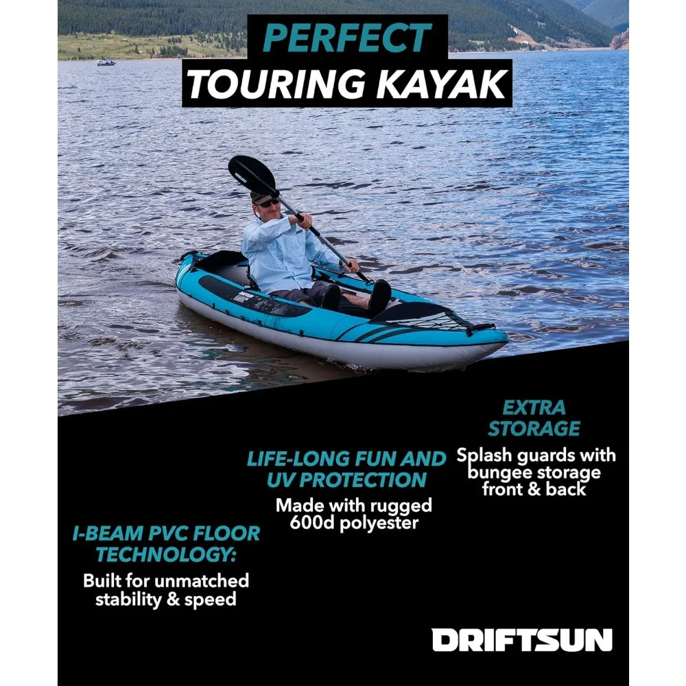 Inflatable Kayak - Inflatable Touring Kayak - Inflatable 1 and 2 Person Kayaks for Adults with EVA Padded Seats