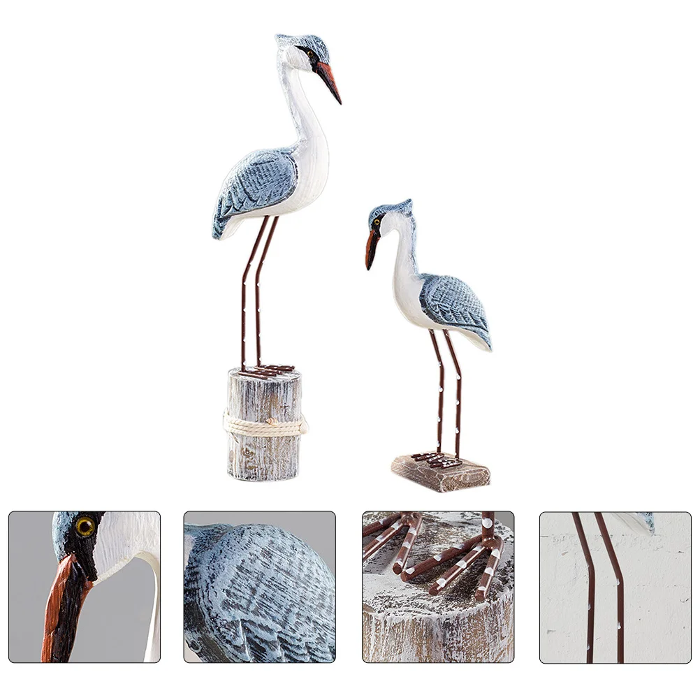 

2 pcs Wooden Craft Decoration Desktop Home Decor Kids Room Ornament Wooden Animal Gift Seagull Adornment
