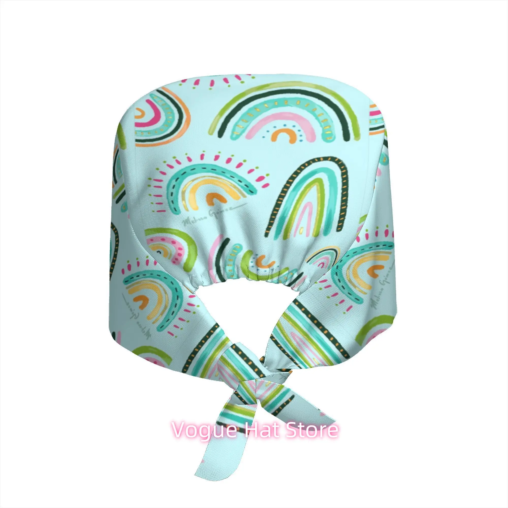 1pc Work Hat Colorful Boho Rainbow Pattern Pastel Aqua Background Cheerful Home Decor Summer Holiday Gift