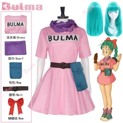 Anime Bulma Cosplay Costume Pink Dress Adult Clothes Uniform Kawaii Carnival Masquerade Party Outfit