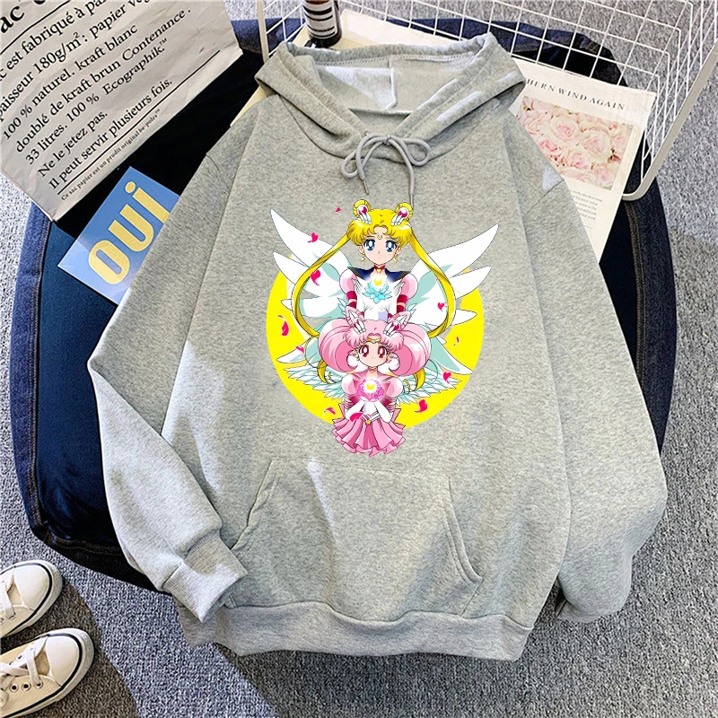 New Sailor Moon Hoodies Women Kawaii Cartoon Printed Sweatshirts Hoodie Cute Casual Sporty Long Sleeves Winter Clothes Women