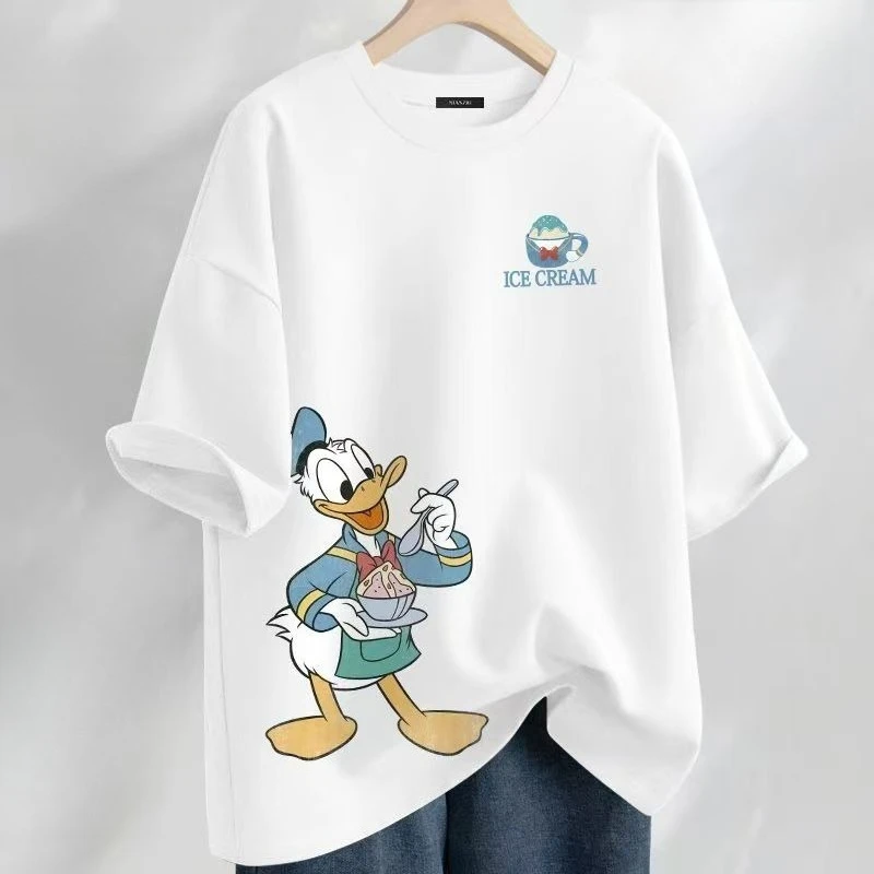 

2026 Summer New Women's 100% Pure Cotton Loose Tee Parent-Child Matching Casual Soft Short Sleeve Daily Fashion Top