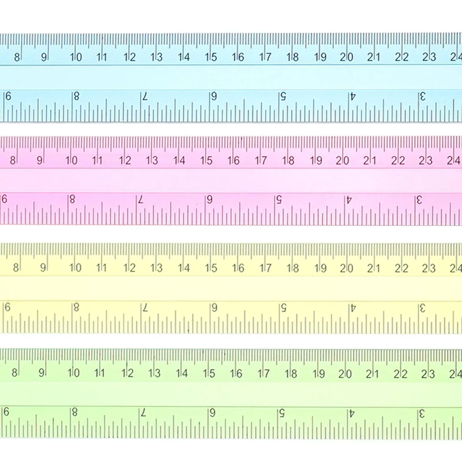16 Pcs Plastic Straight Rulers 12 Inch Transparent Colorful School Stationery Flexible Measuring Tools Student Supplies
