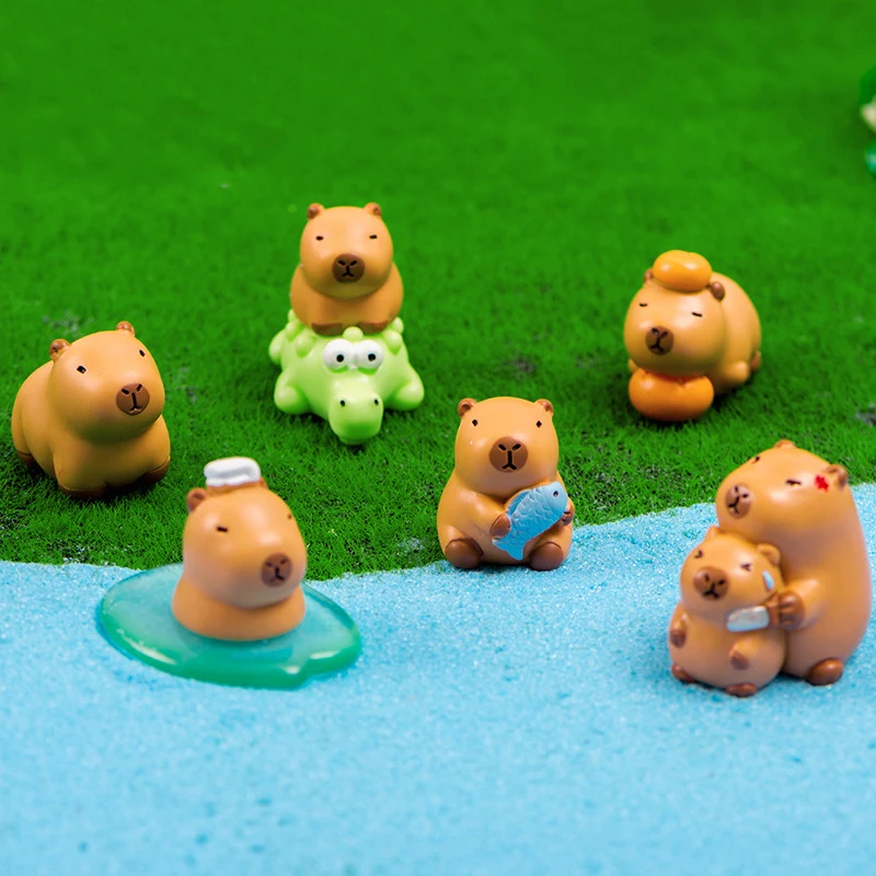 Mini Capybara Ornament Kapibala Crocodile Doll Micro Landscape Decoration Dollhouse Miniature Pond Decor Toy