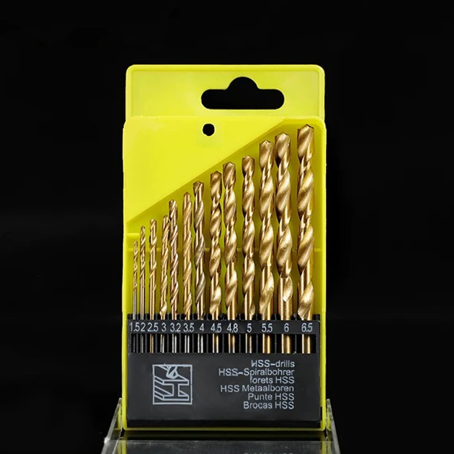 

13 шт., пластиковая коробка для сверл с титановым покрытием, электрическая дрель, используется для труб из ПВХ, тонких алюминиевых пластин и т. д.