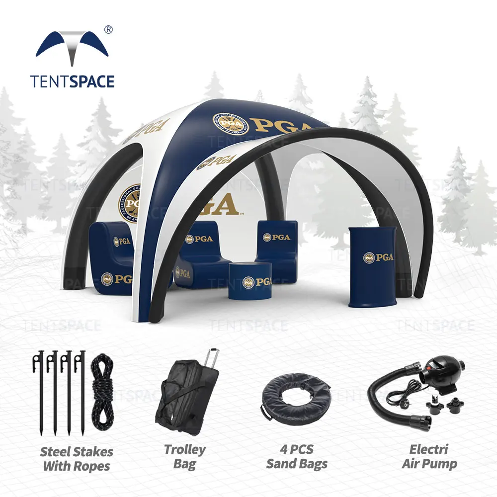 맞춤형 로고 팽창식 광고 방수 마키 TPU 이벤트 텐트 세트, 액세서리 포함, 4x4m, 13ft